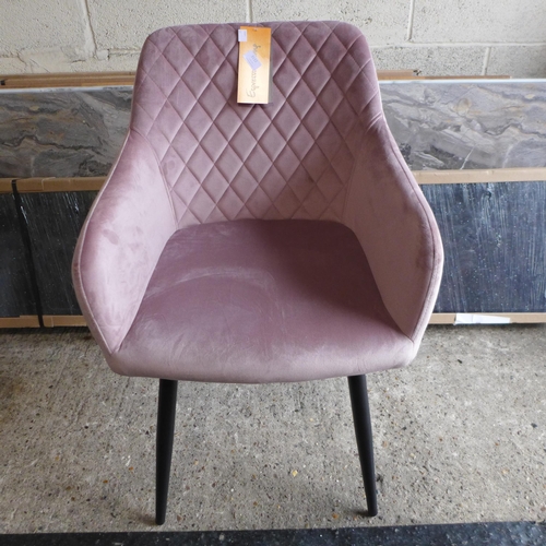 3112 - Pink Velvet Dining Chair (320-81) *This lot is subject to VAT