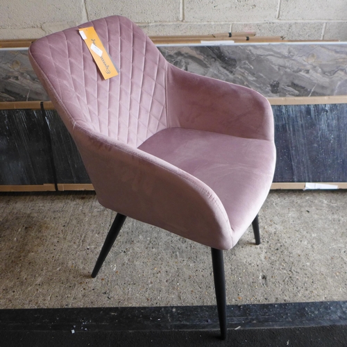 3112 - Pink Velvet Dining Chair (320-81) *This lot is subject to VAT