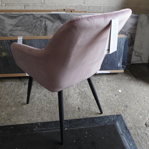 3112 - Pink Velvet Dining Chair (320-81) *This lot is subject to VAT