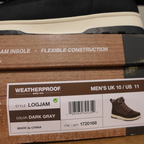 3216 - Two pairs of men's weatherproof dark grey boots - UK sizes 10 & 11 * this lot is subject to VAT