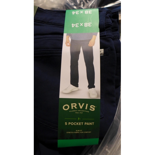 3257 - Quantity of men's Orvis five pocket pants - blue - mixed size * this lot is subject to VAT