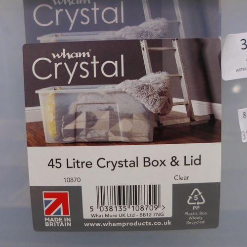 3323 - Wham Crystal 45 Litre Storage Boxes And Lids (319-109) *This lot is subject to VAT