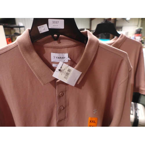 3337 - Two men's XXL Dark Pink polos by Farah * this lot is subject to VAT