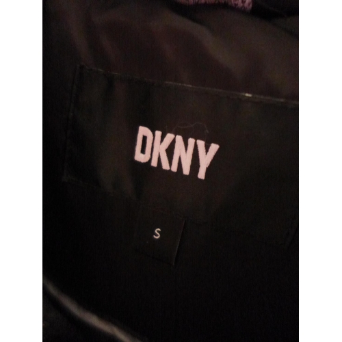 3341 - Women's black hooded DKNY coat - size S * this lot is subject to VAT