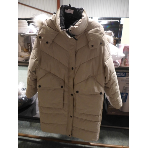 Women's light grey coloured DKNY hooded coat - size XL * this lot is ...