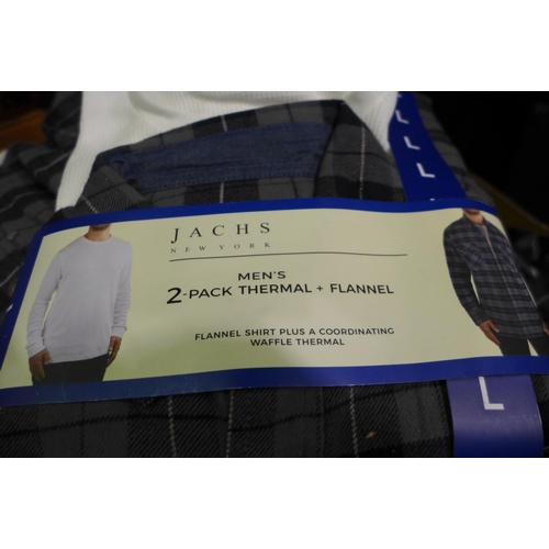 3373 - Quantity of men's Jach's thermal and flannel two piece sets - blue - mixed size * this lot is subjec... 