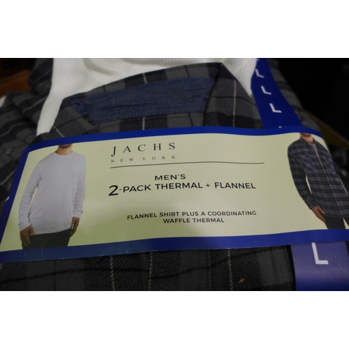 3374 - Quantity of men's Jach's thermal and flannel two piece sets - blue - mixed size * this lot is subjec... 