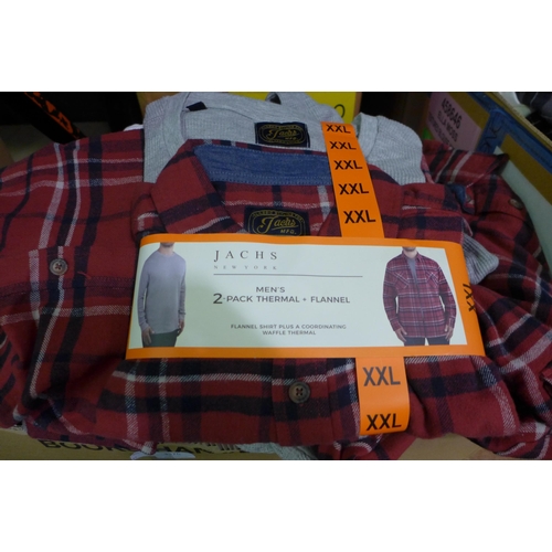 3376 - Quantity of men's Jach's thermal and flannel two piece sets - Red - mixed size * this lot is subject... 