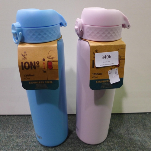 3406 - Ion8 1.2L Water Bottles  2 Pack (320-85) *This lot is subject to VAT