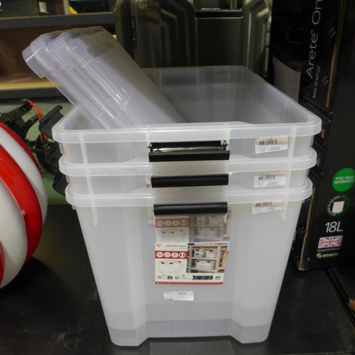 3429 - 3 x Air-Tight Iris 70L Storage Boxes   (320-16-18) *This lot is subject to VAT