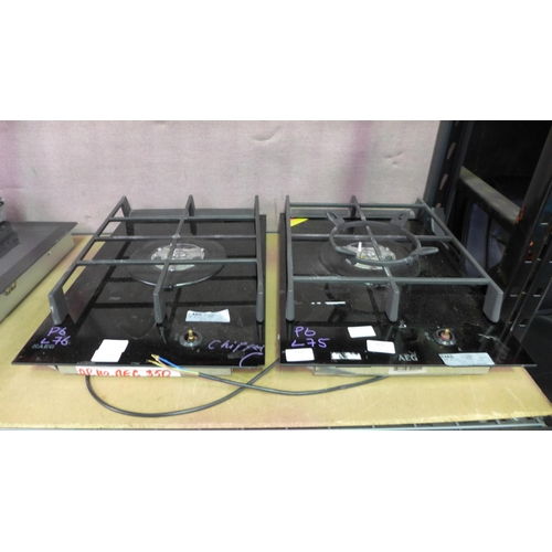 3441 - Two AEG Domino Gas-on-Glass Wok Hobs - Model: HC411521GB   H60xW360xD520  (One Damaged Glass Corner)... 