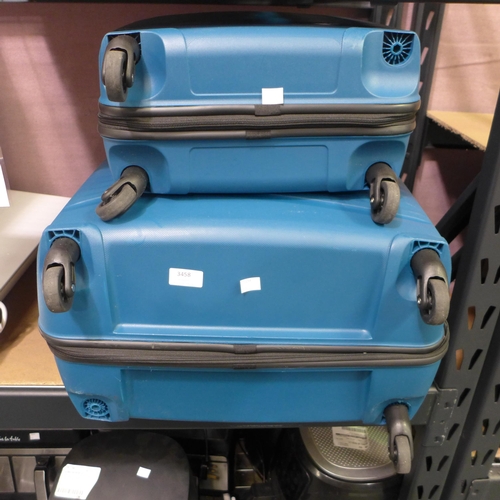 3458 - American Tourister Jetdriver 2-pc Teal Spinner Hardside Suitcase Set (both missing one wheel)(320-42... 