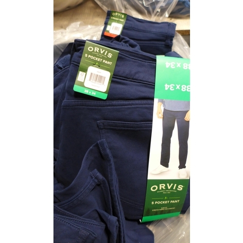 3257 - Quantity of men's Orvis five pocket pants - blue - mixed size * this lot is subject to VAT