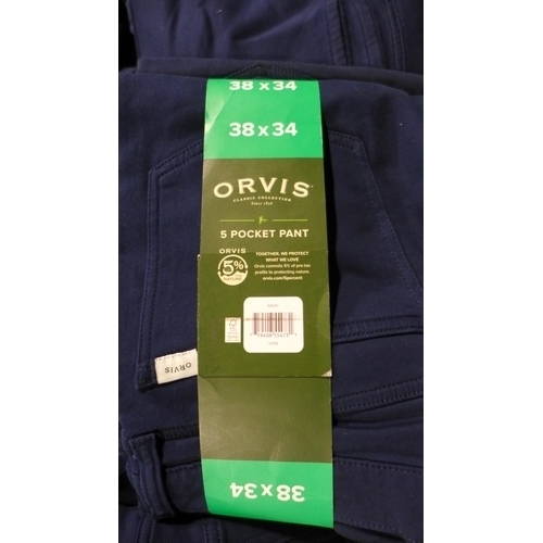 3258 - Quantity of men's Orvis five pocket pants - blue - mixed size * this lot is subject to VAT