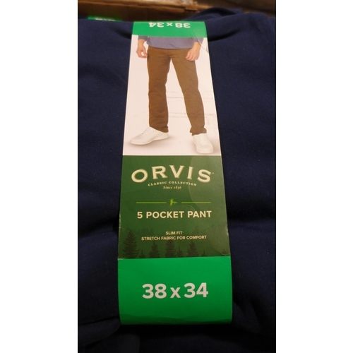 3258 - Quantity of men's Orvis five pocket pants - blue - mixed size * this lot is subject to VAT