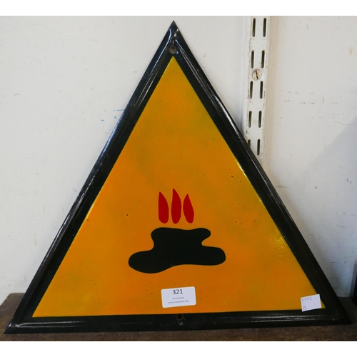 449 - An enamelled metal Hot Oil warning sign