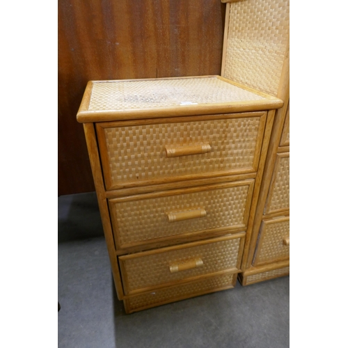 110 - A small Italian style bamboo and rattan chest of drawers