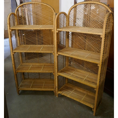 111 - A pair of folding bamboo bookcases