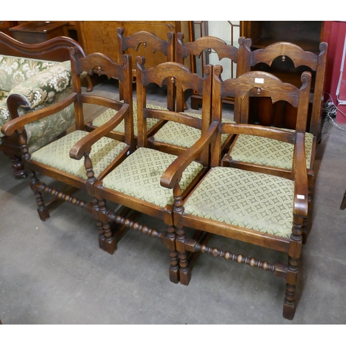 174 - A set of six 17th Century style Ipswich oak dining chairs