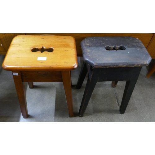 187 - A pair of Victorian pine kitchen stools