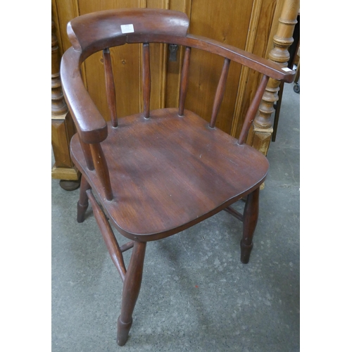 193 - A Victorian style beech smokers bow chair