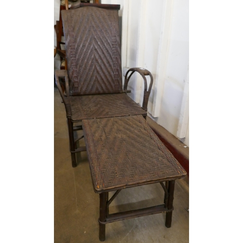 334 - A French wicker sun lounger chair