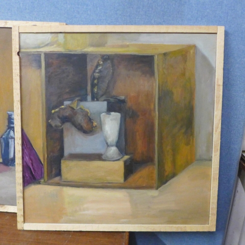 398 - Bep Knoop, two still lifes, oil on canvas, framed