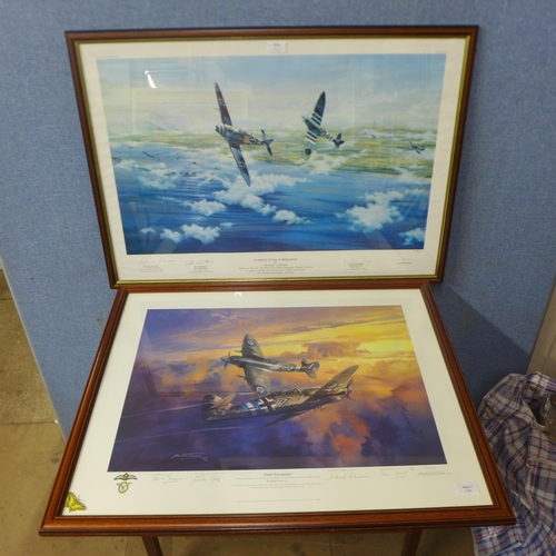 416 - Two signed aircraft prints 'Combat over Normandy' by Graaeme Lothian, limited edition 28/850, signed... 