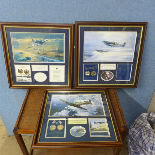 417A - A framed set of Bradford Exchange limited edition prints with gold plated commemorative coins (7), a... 