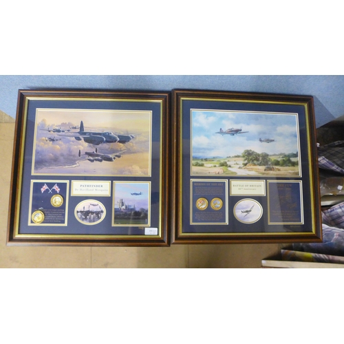 417A - A framed set of Bradford Exchange limited edition prints with gold plated commemorative coins (7), a... 