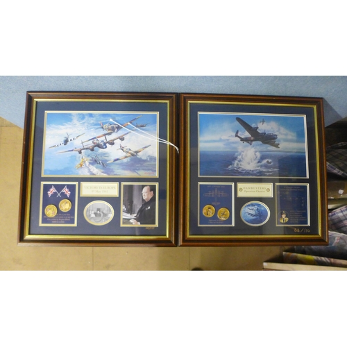 417A - A framed set of Bradford Exchange limited edition prints with gold plated commemorative coins (7), a... 