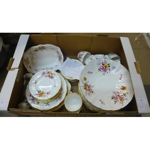 463 - A collection of Royal Crown Derby, Derby Posies tea and dinnerware