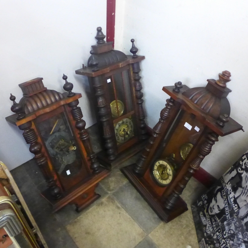 471 - Three 19th Century walnut Vienna wall clocks