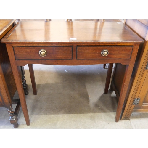 227 - A George III inlaid mahogany two drawer side table