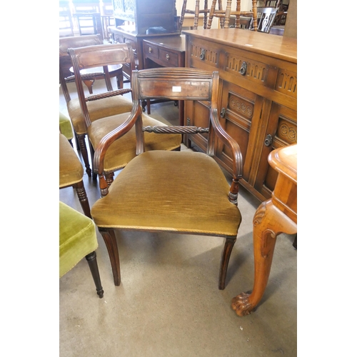 229 - A Harlequin set of six George III mahogany dining chairs