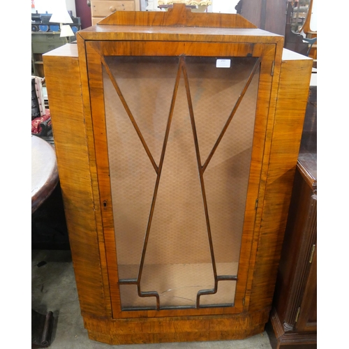 243 - An Art Deco walnut display cabinet