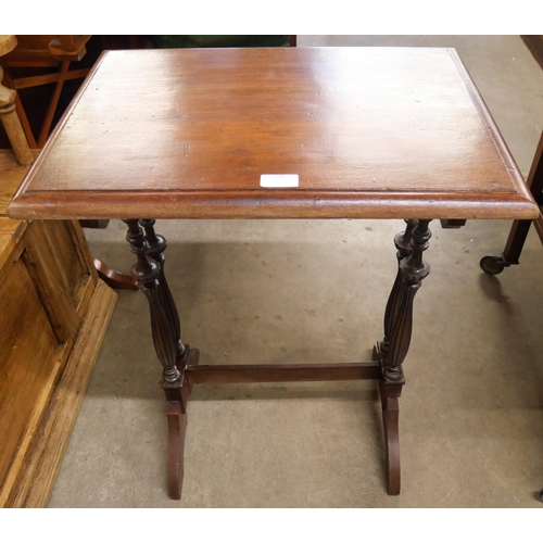 248 - An Edward VII mahogany occasional table and a Priory oak sewing box