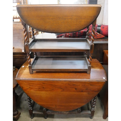 254 - Two oak barleytwist drop leaf tables