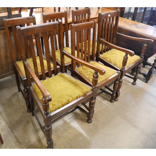 289 - A set of six oak dining chairs