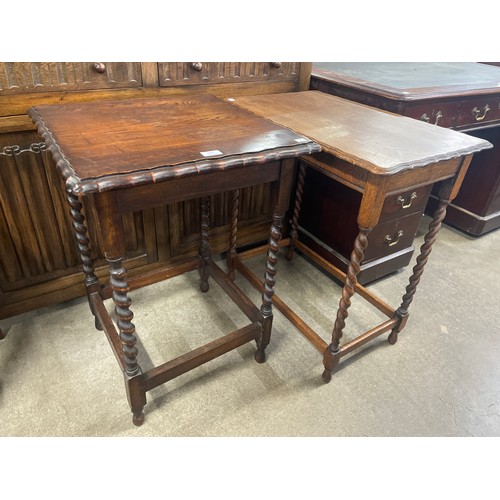 211 - Two oak barleytwist occasional tables