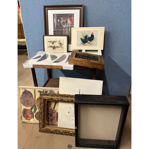 422 - Assorted prints, frames and display cases