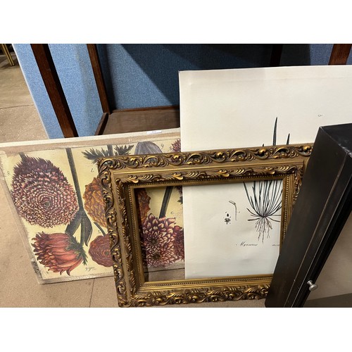 422 - Assorted prints, frames and display cases