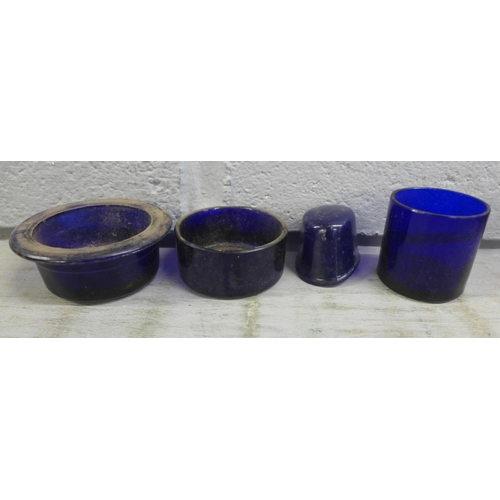 1063 - Blue glass liners and glass stoppers **PLEASE NOTE THIS LOT IS NOT ELIGIBLE FOR IN-HOUSE POSTING AND... 