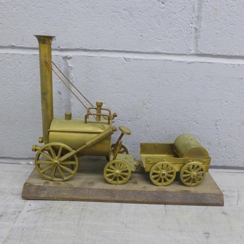 1071 - Mixed brass models including rocket, coal mining and blacksmith **PLEASE NOTE THIS LOT IS NOT ELIGIB... 