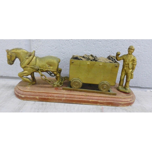 1071 - Mixed brass models including rocket, coal mining and blacksmith **PLEASE NOTE THIS LOT IS NOT ELIGIB... 