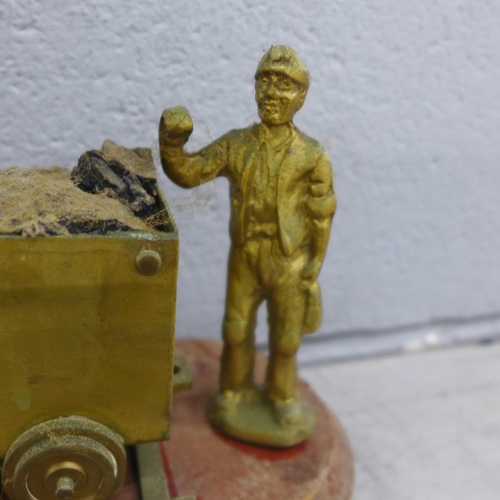 1071 - Mixed brass models including rocket, coal mining and blacksmith **PLEASE NOTE THIS LOT IS NOT ELIGIB... 