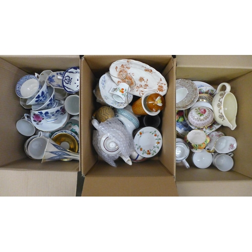 1072 - Three boxes of mixed decorative china **PLEASE NOTE THIS LOT IS NOT ELIGIBLE FOR IN-HOUSE POSTING AN... 