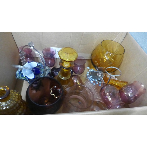 1075 - Two boxes of mainly amber glass **PLEASE NOTE THIS LOT IS NOT ELIGIBLE FOR IN-HOUSE POSTING AND PACK... 