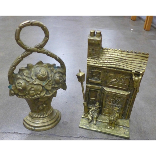 1093 - A box of mixed brass ornaments and two pairs of bellows **PLEASE NOTE THIS LOT IS NOT ELIGIBLE FOR I... 