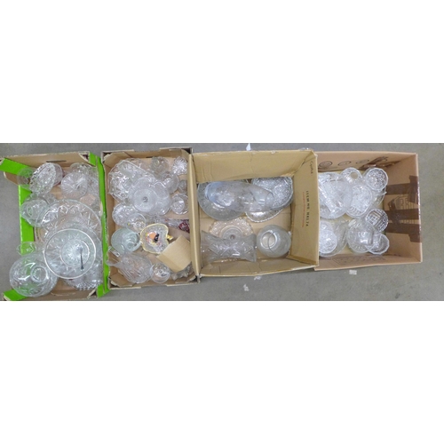 1098 - Four boxes of mixed crystal and glass, many bowls, vases, dishes, etc. **PLEASE NOTE THIS LOT IS NOT... 